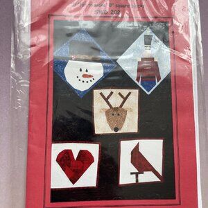 Christmas Sewing Patterns Crafts Snowman Reindeer Patch Squares Vintage uncut